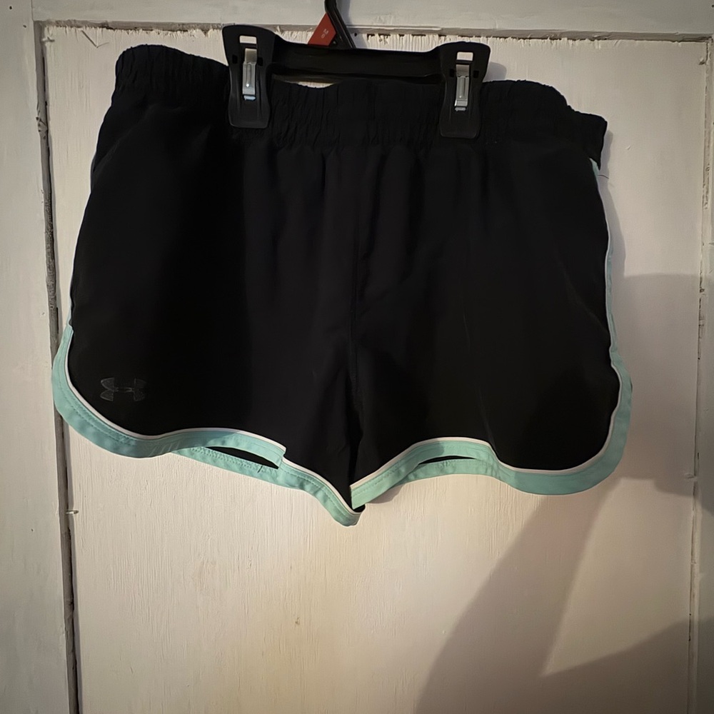 Under Armour Black and Green Athletic Shorts